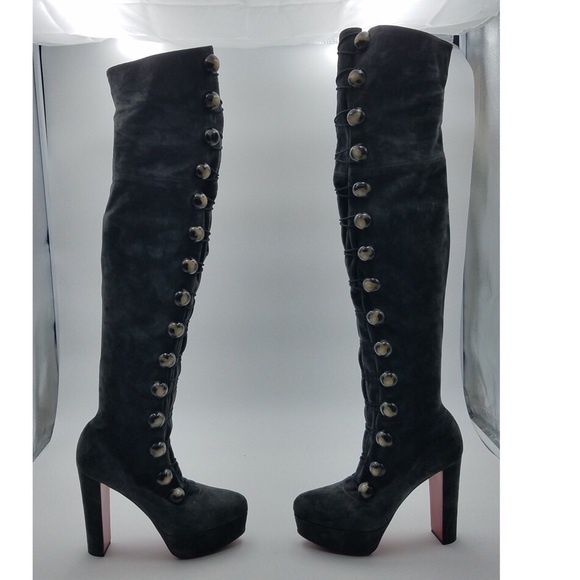 Christian Louboutin Grey Suede Boot - Picture 3 of 5